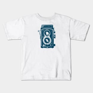 Vintage Blue Camera Vector Illustration Kids T-Shirt